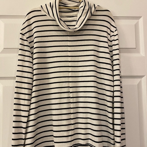 Black and White Striped Turtleneck Sweater - Picture 1 of 1